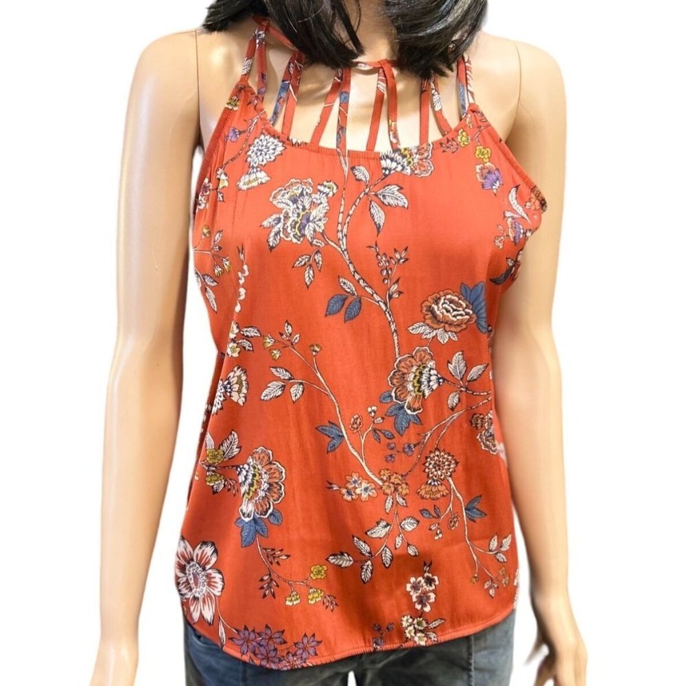 (6 for $25)Maurices Caged‎ Neckline Floral Tank Top size small